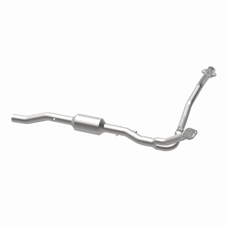 MagnaFlow 4451280 carb direct-fit catalytic converter, opposite rear three-quarter view of the turntable spin