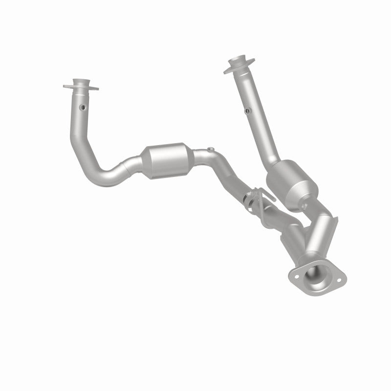 MagnaFlow 4651709 carb direct-fit catalytic converter, rear three-quarter view of the turntable spin