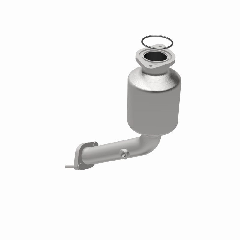 MagnaFlow 5411043 carb direct-fit catalytic converter, opposite rear three-quarter view of the turntable spin