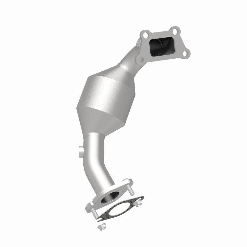 MagnaFlow 551184 carb direct-fit catalytic converter, front three-quarter view of the turntable spin