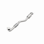 MagnaFlow 5571875 carb direct-fit catalytic converter, opposite front three-quarter view of the turntable spin