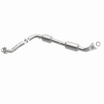 MagnaFlow 5481625 carb direct-fit catalytic converter, opposite front three-quarter view of the turntable spin