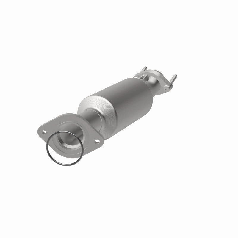 MagnaFlow 5411042 carb direct-fit catalytic converter, opposite front three-quarter view of the turntable spin