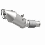 MagnaFlow 280543 oem grade direct-fit catalytic converter, front three-quarter view of the turntable spin
