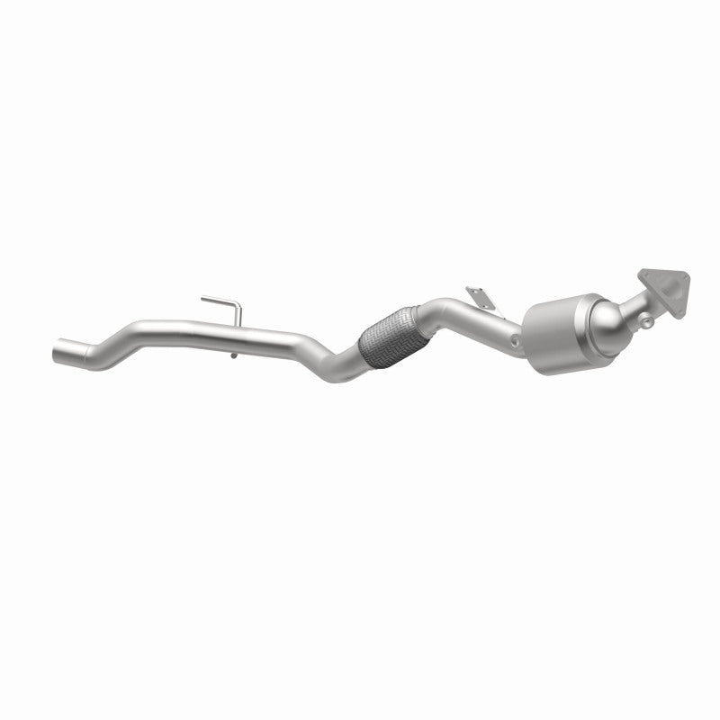 MagnaFlow 5551370 carb direct-fit catalytic converter, opposite rear three-quarter view of the turntable spin