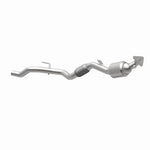 MagnaFlow 5551370 carb direct-fit catalytic converter, opposite rear three-quarter view of the turntable spin