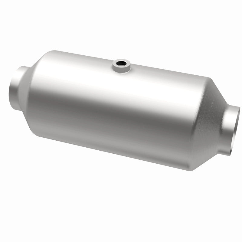 MagnaFlow 51299 universal catalytic converter, opposite rear three-quarter view of the turntable spin