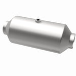 MagnaFlow 51299 universal catalytic converter, opposite rear three-quarter view of the turntable spin