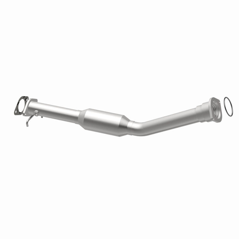 MagnaFlow 4561221 carb direct-fit catalytic converter, opposite rear three-quarter view of the turntable spin