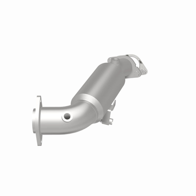 MagnaFlow 5551818 carb direct-fit catalytic converter, rear three-quarter view of the turntable spin