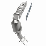 MagnaFlow 5551158 carb manifold converter, opposite front three-quarter view of the turntable spin