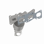 MagnaFlow 5582201 carb manifold converter, front three-quarter view of the turntable spin