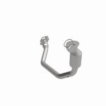 MagnaFlow 5561619 carb direct-fit catalytic converter, front three-quarter view of the turntable spin