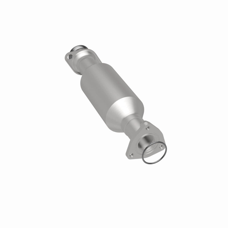 MagnaFlow 4481636 carb direct-fit catalytic converter, rear three-quarter view of the turntable spin