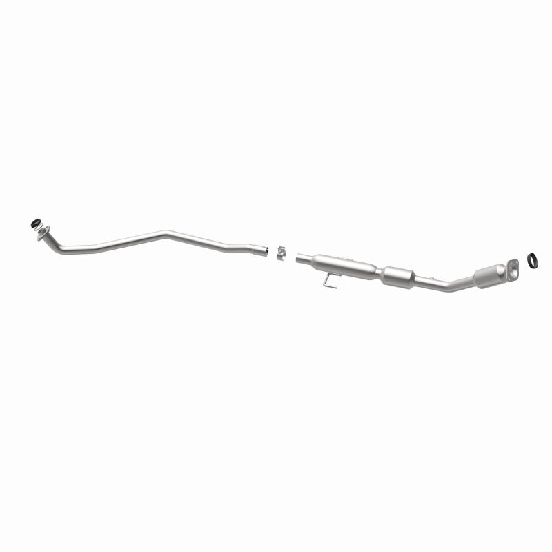 MagnaFlow 551524 carb direct-fit catalytic converter, opposite rear three-quarter view of the turntable spin