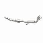 MagnaFlow 4481613 carb direct-fit catalytic converter, opposite rear three-quarter view of the turntable spin