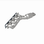 MagnaFlow 5582380 carb manifold converter, rear three-quarter view of the turntable spin