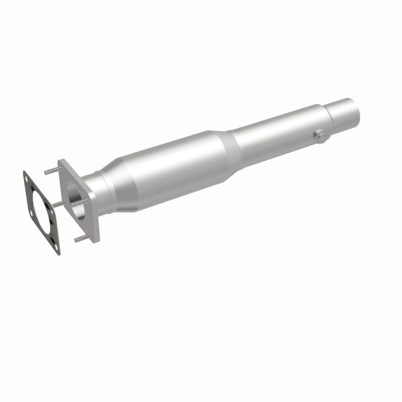 MagnaFlow 4481515 carb direct-fit catalytic converter, front three-quarter view of the turntable spin