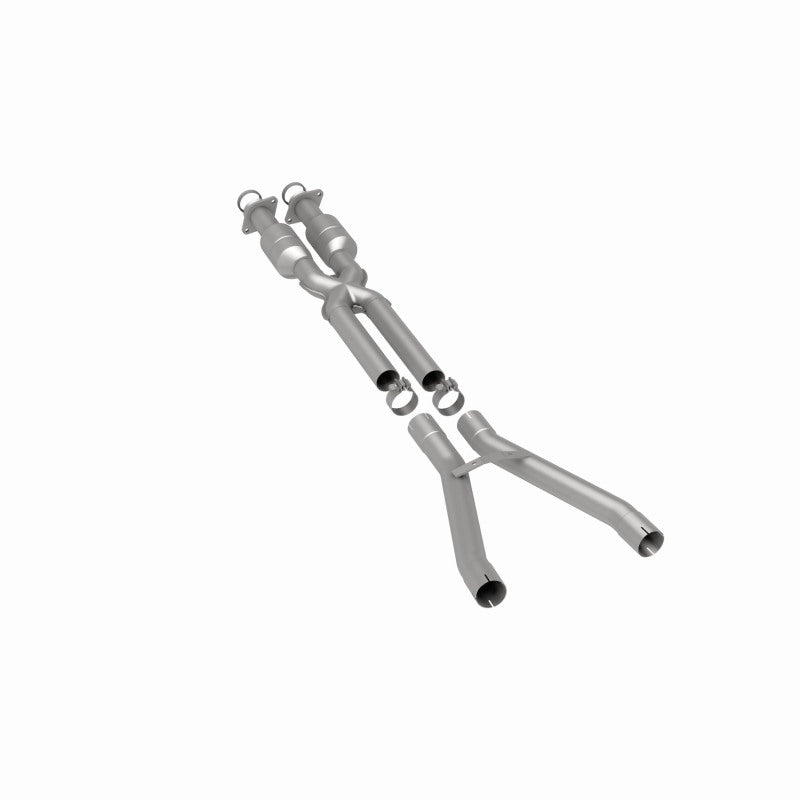 MagnaFlow 5421094 carb direct-fit catalytic converter, rear three-quarter view of the turntable spin