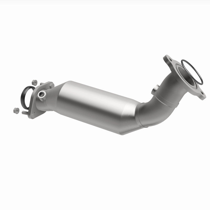 MagnaFlow 5411178 carb direct-fit catalytic converter, opposite front three-quarter view of the turntable spin