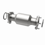 MagnaFlow 5592413 carb direct-fit catalytic converter, opposite rear three-quarter view of the turntable spin
