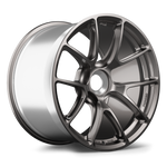 Gunmetal finished forged aluminum wheel with multi-spoke design and polished rim edge on white background - APEX Wheels wheel for 19x12 ET46 PSCL - Anthracite