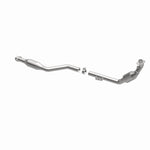 MagnaFlow 551519 carb direct-fit catalytic converter, opposite front three-quarter view of the turntable spin