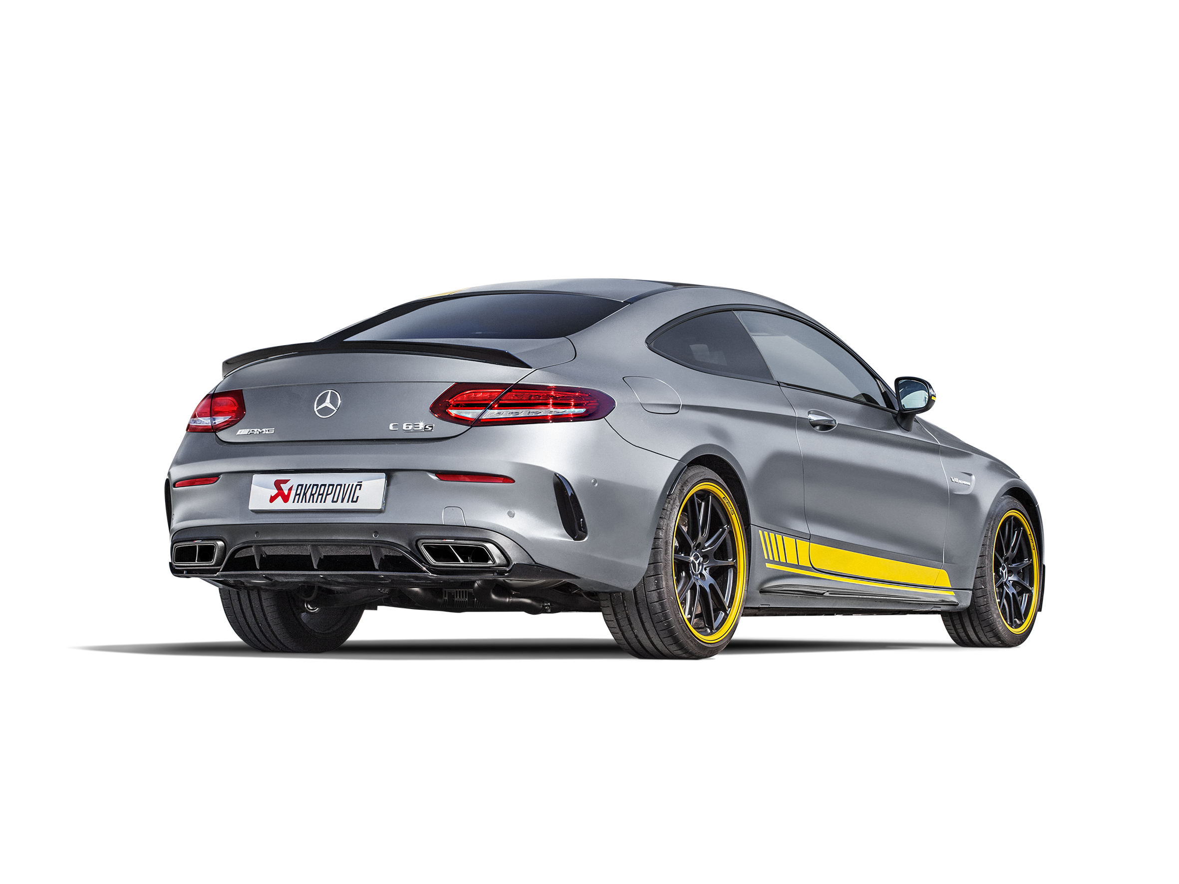 Akrapovic AMG C63 Coupe Evolution Line Cat Back (Titanium) w/ Carbon Tips (Req. Link Pipe) MTP-ME/T/3H for Mercedes-Benz C63 AMG Coupe C205 2017-2021, rear view