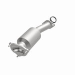 MagnaFlow 5491121 carb direct-fit catalytic converter, opposite front three-quarter view of the turntable spin