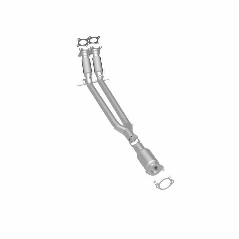 MagnaFlow 51360 oem grade direct-fit catalytic converter, rear three-quarter view of the turntable spin