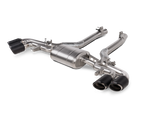 Akrapovic BMW X5M (F95)/X6M (F96) Slip-On Line (Titanium) w/Carbon Fiber Titanium Tips S-BM/T/16H for BMW X5 M F95 2020-2027, angled view