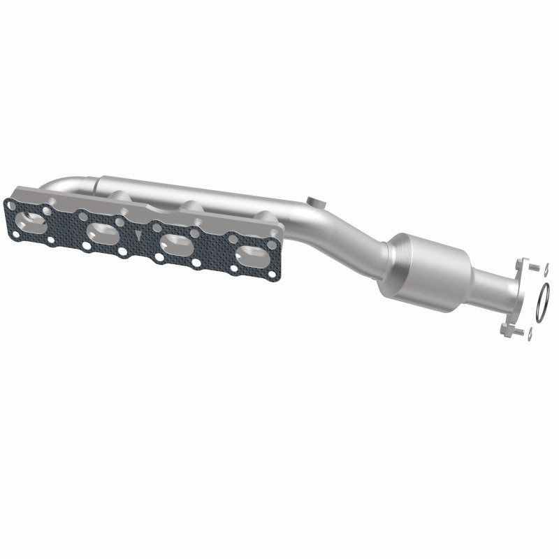 MagnaFlow 4583381 carb manifold converter, front three-quarter view of the turntable spin