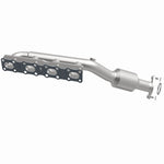 MagnaFlow 4583381 carb manifold converter, front three-quarter view of the turntable spin