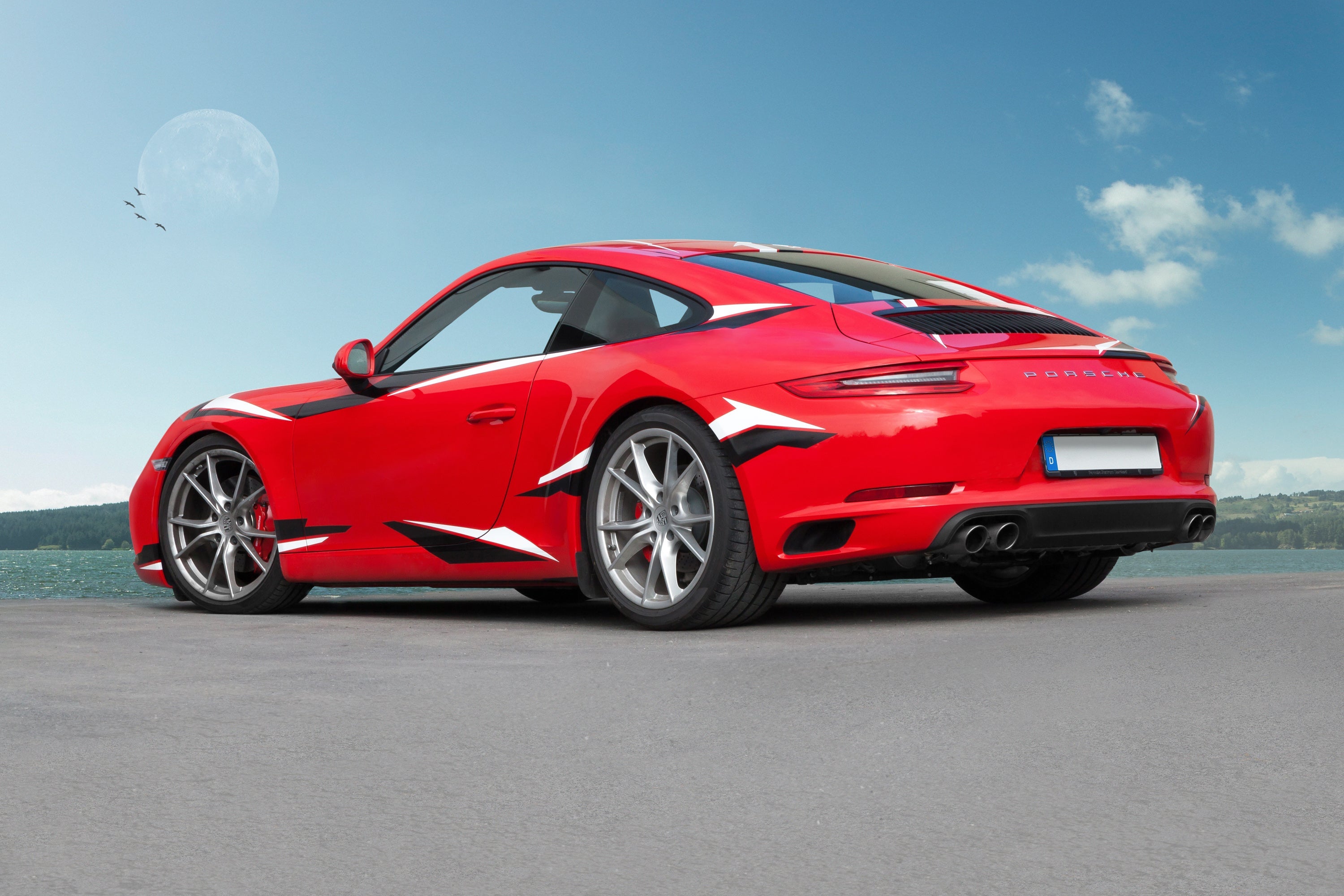 Red Porsche 991.2 Carrera with the Capristo valved exhaust
