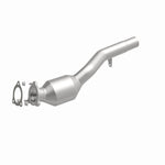 MagnaFlow 5592597 carb direct-fit catalytic converter, front three-quarter view of the turntable spin