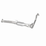MagnaFlow 4451410 carb direct-fit catalytic converter, opposite rear three-quarter view of the turntable spin