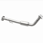 MagnaFlow 4651649 carb direct-fit catalytic converter, opposite rear three-quarter view of the turntable spin