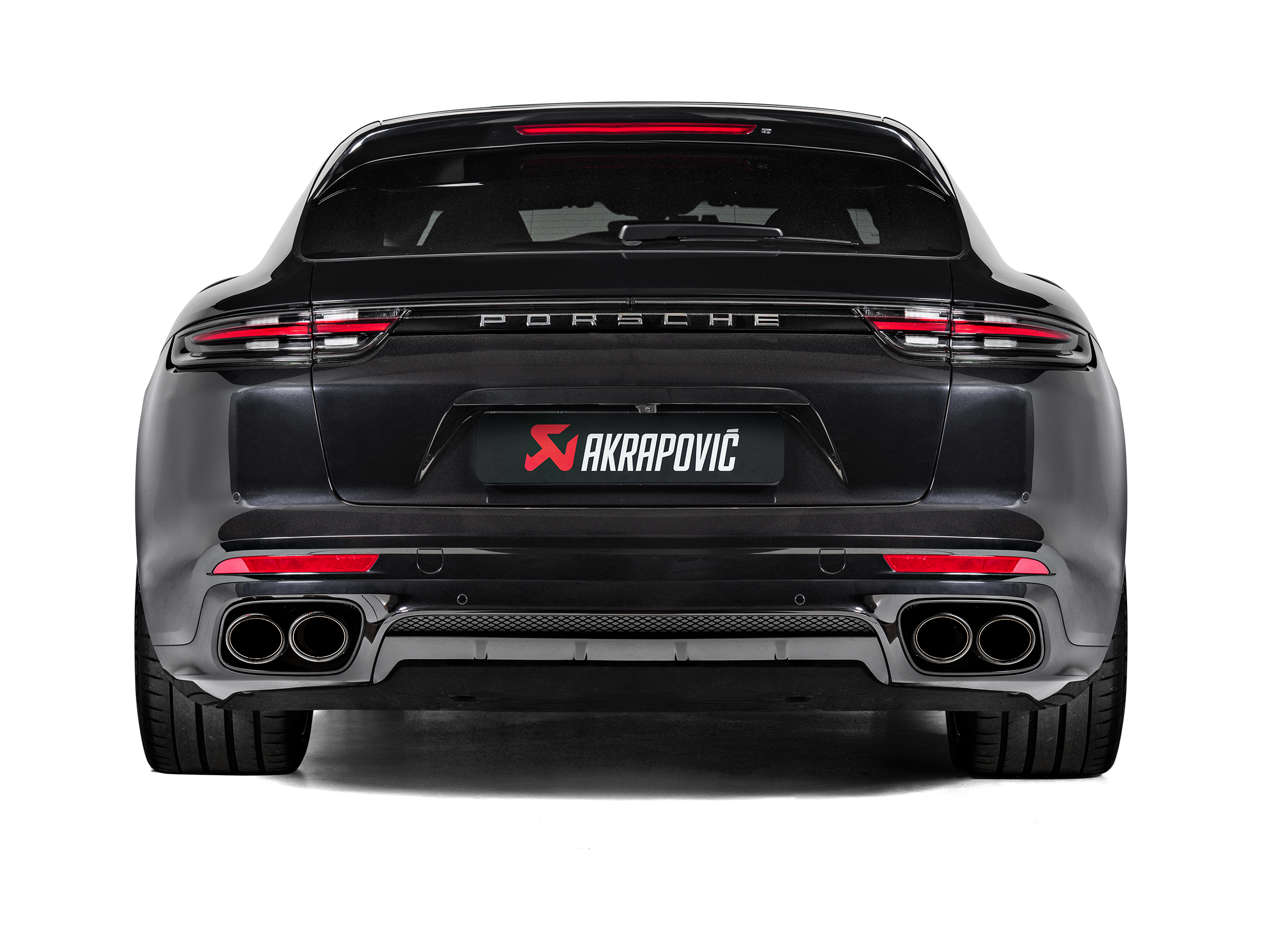 Akrapovic Porsche Panamera Turbo Evolution Line Cat Back (Titanium) (Tips Not Incl.) S-PO/TI/9H for Porsche Panamera Turbo / Sport Turismo 971 2017-2020, rear view