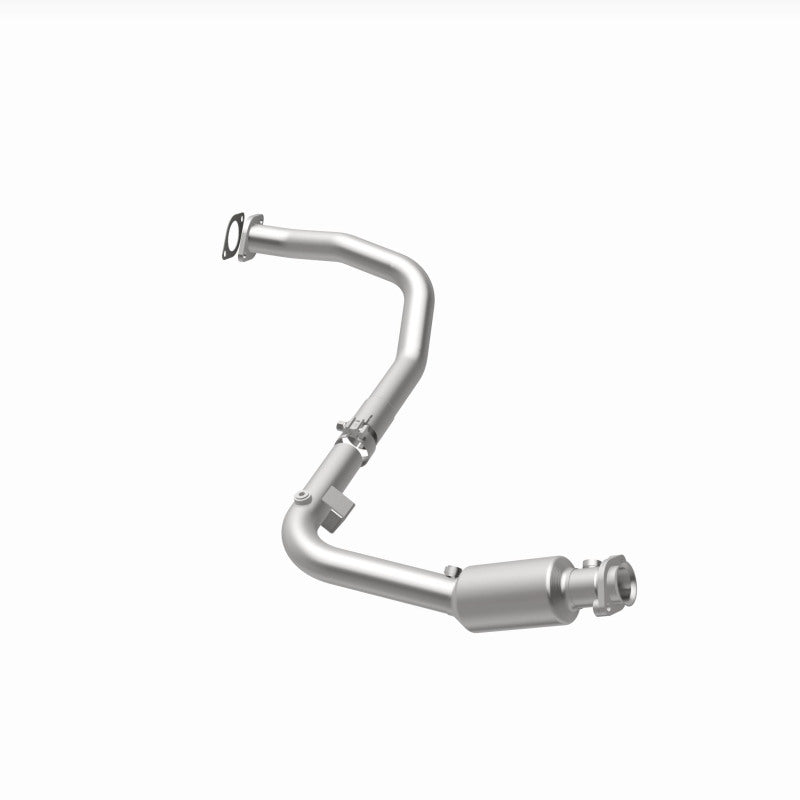MagnaFlow 4651719 carb direct-fit catalytic converter, opposite rear three-quarter view of the turntable spin