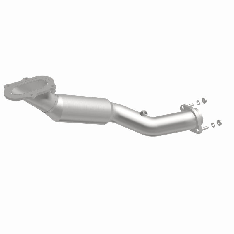 MagnaFlow 5461848 carb direct-fit catalytic converter, front three-quarter view of the turntable spin