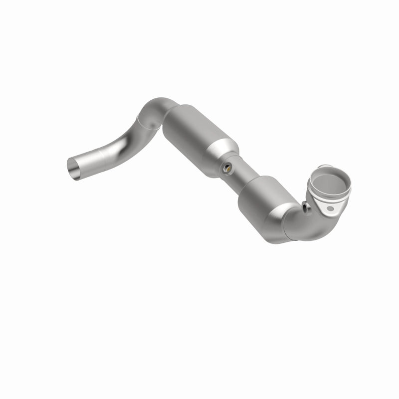 MagnaFlow 4583087 carb direct-fit catalytic converter, front three-quarter view of the turntable spin