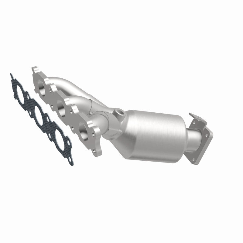 MagnaFlow 52130 oem grade manifold converter, front three-quarter view of the turntable spin