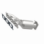 MagnaFlow 52130 oem grade manifold converter, front three-quarter view of the turntable spin