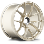 Champagne gold forged wheel with ten curved spokes and wide barrel profile on clean white background - APEX Wheels wheel for 19x12 ET46 PSCL - Motorsport Gold