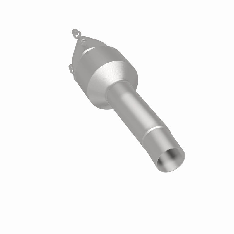 MagnaFlow 21-538 oem grade direct-fit catalytic converter, rear three-quarter view of the turntable spin