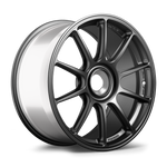 Dark gunmetal forged wheel with multi-spoke design showing face and barrel profile on white background - APEX Wheels wheel for 19x9.5 ET50 PSCL - Satin Black
