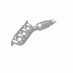 MagnaFlow 22-035 oem grade manifold converter, rear three-quarter view of the turntable spin