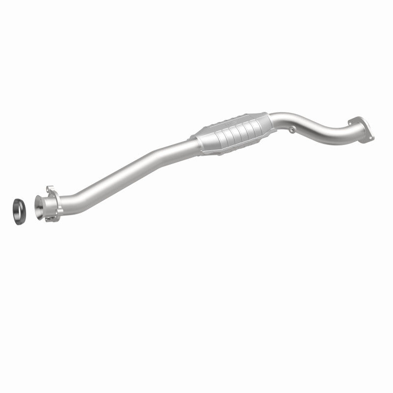 MagnaFlow 5592966 carb direct-fit catalytic converter, front three-quarter view of the turntable spin