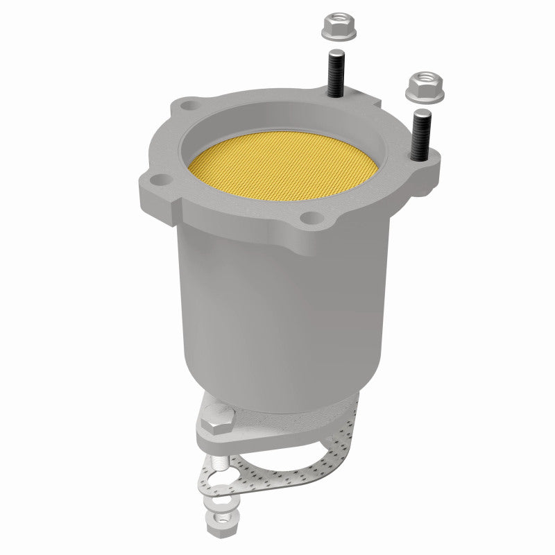 MagnaFlow 4583457 carb direct-fit catalytic converter, rear view of the turntable spin