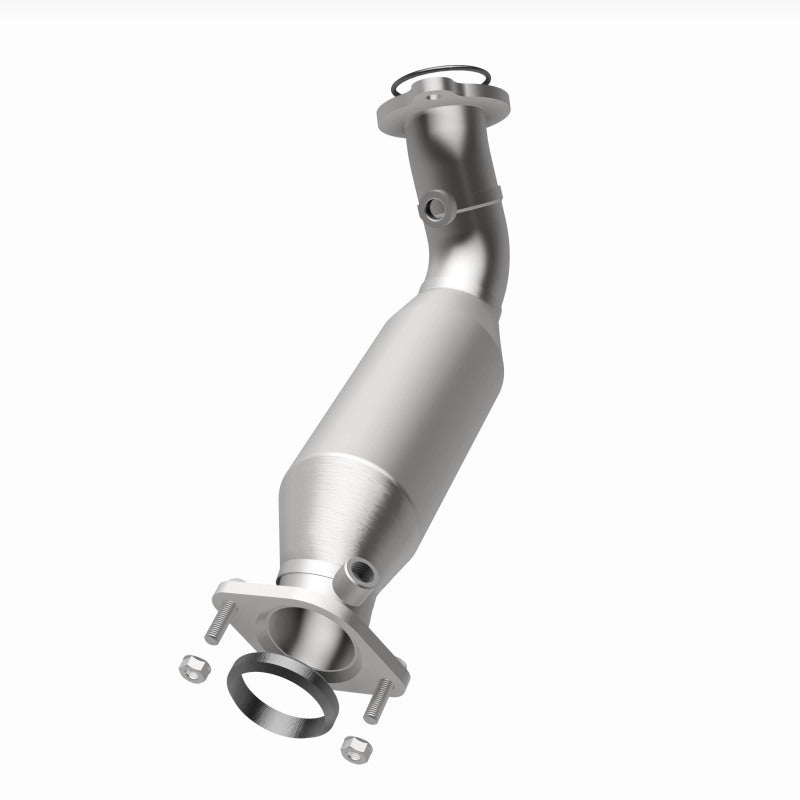 MagnaFlow 5411178 carb direct-fit catalytic converter, opposite rear three-quarter view of the turntable spin